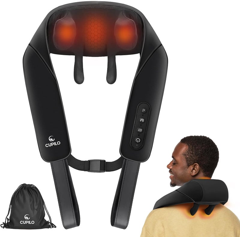 CuPiLo Shiatsu Neck Massager with Heat - Ideal Gifts for Friends,4D Cordless Deep Tissue Kneading Massage for Pain Relief,Rechargeable Massage for Neck,Shoulder,Traps and Back - Image 1
